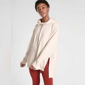 Athleta Women’s Terry Side-Slit Long Hoodie Sweatshirt - Cream - XS